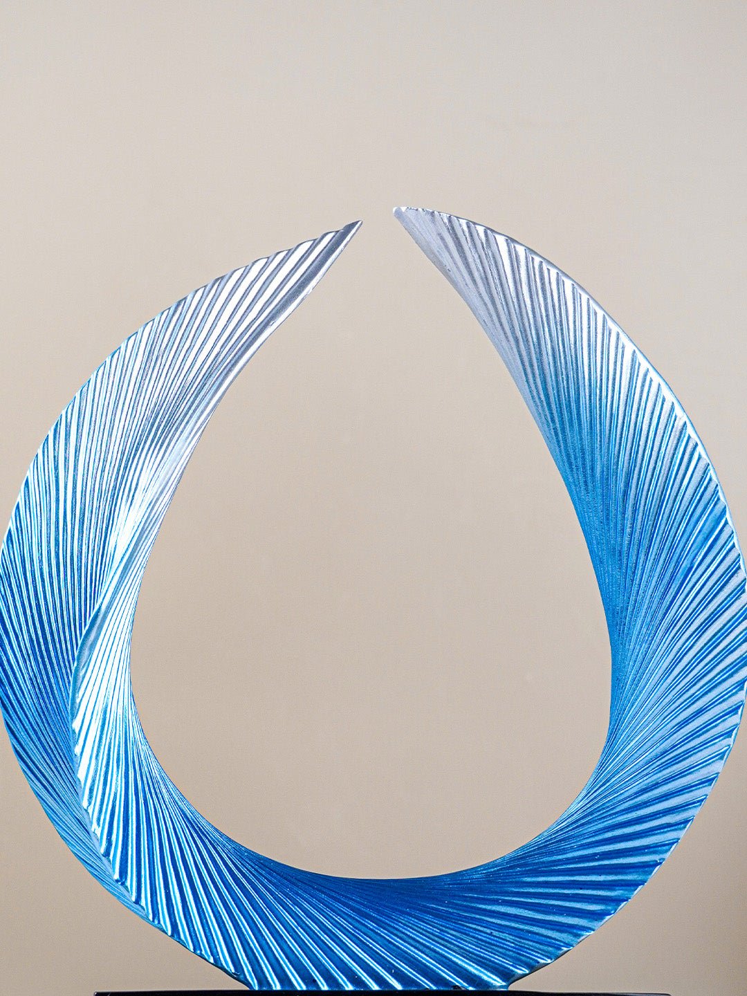 Blue and Silver Abstract Wave Sculpture - The Golden Theory