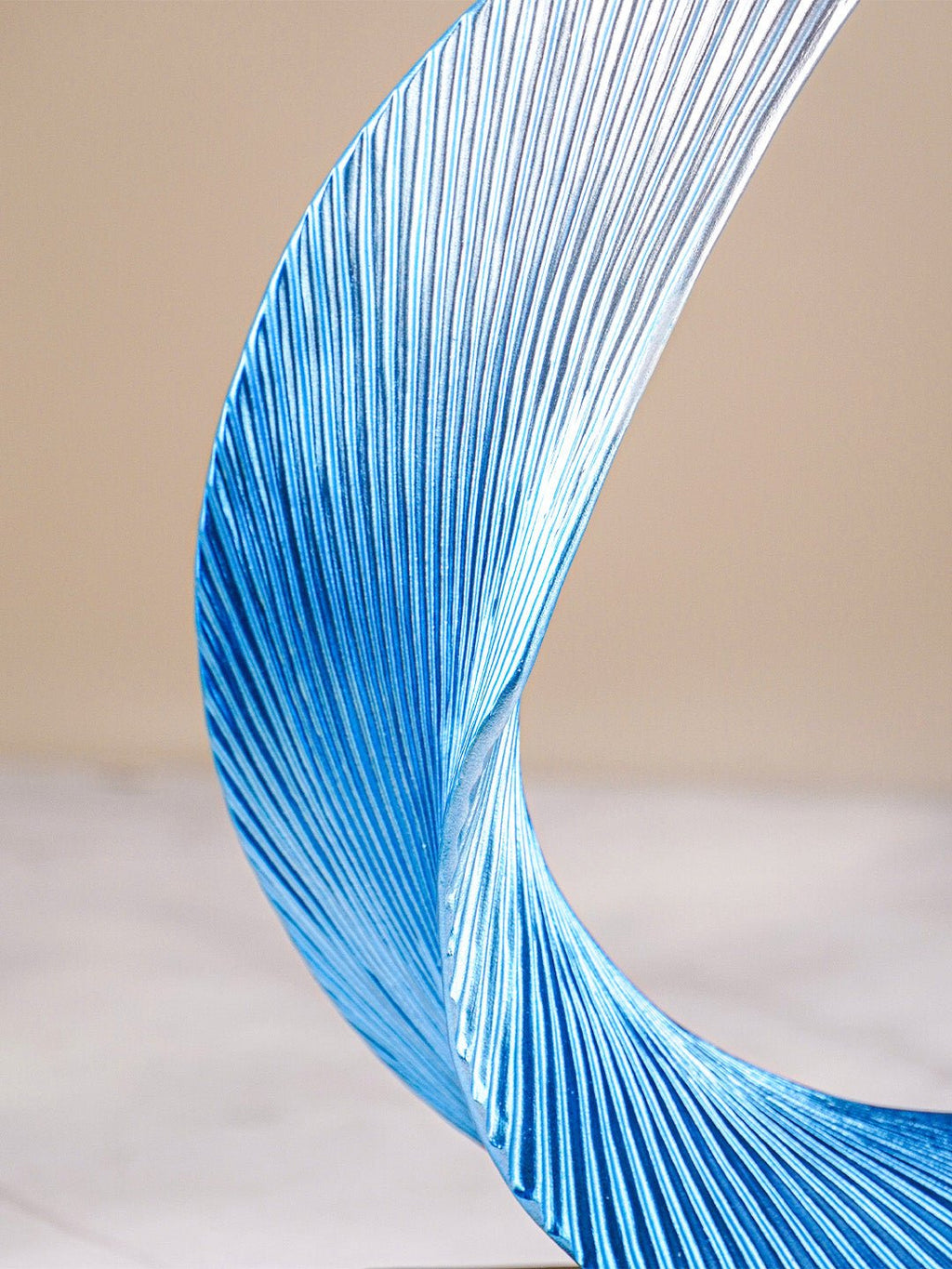 Blue and Silver Abstract Wave Sculpture - The Golden Theory