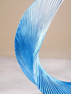 Blue and Silver Abstract Wave Sculpture - The Golden Theory