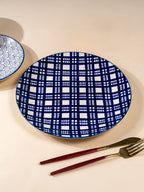 Blue and White Patterned Ceramic Dinner Plate - The Golden Theory