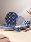 Blue and White Patterned Ceramic Dinner Set - Set of 18 - The Golden Theory