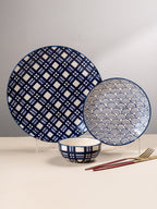 Blue and White Patterned Ceramic Dinner Set - Set of 18 - The Golden Theory
