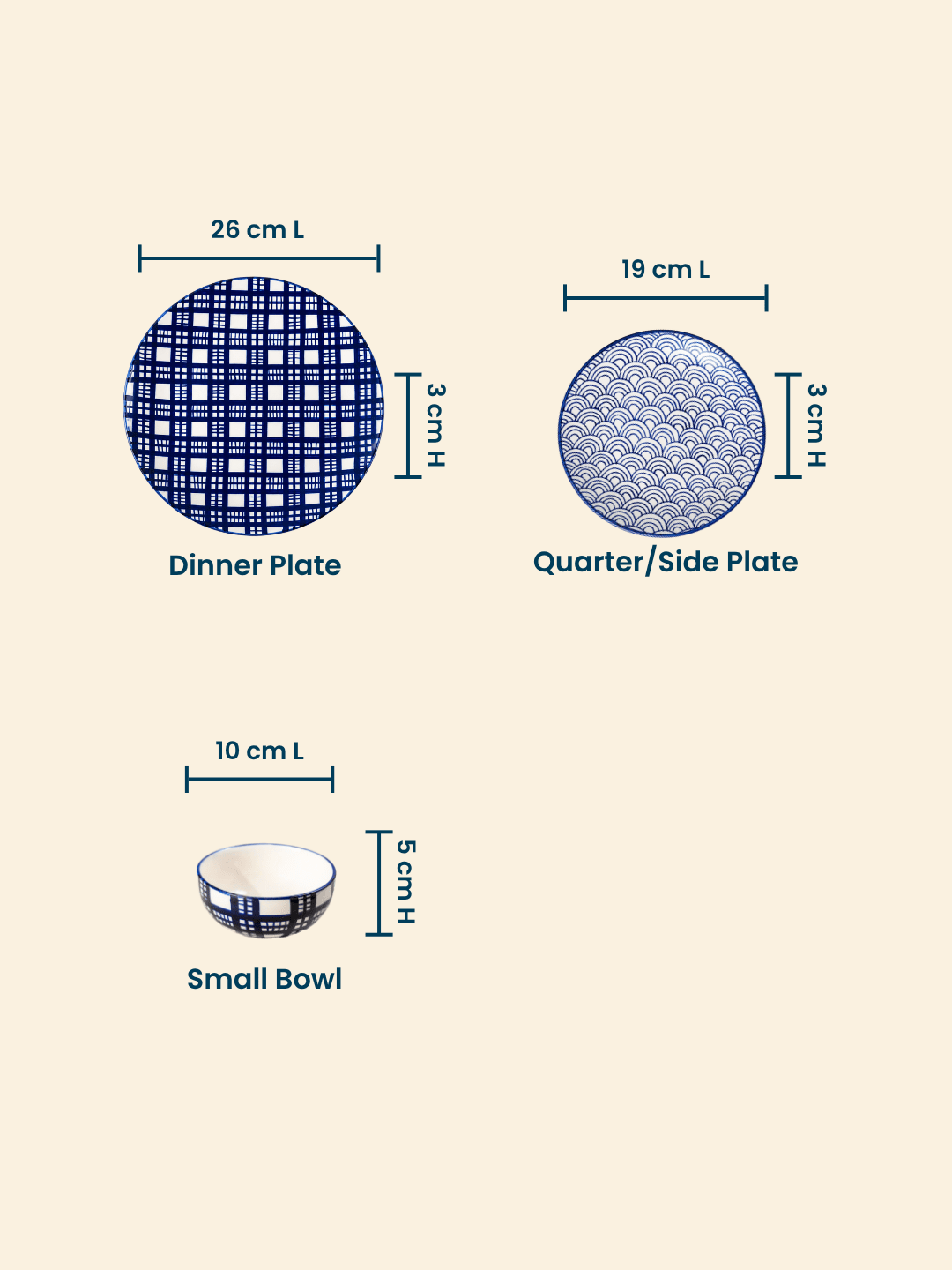 Blue and White Patterned Ceramic Dinner Set - Set of 18 - The Golden Theory
