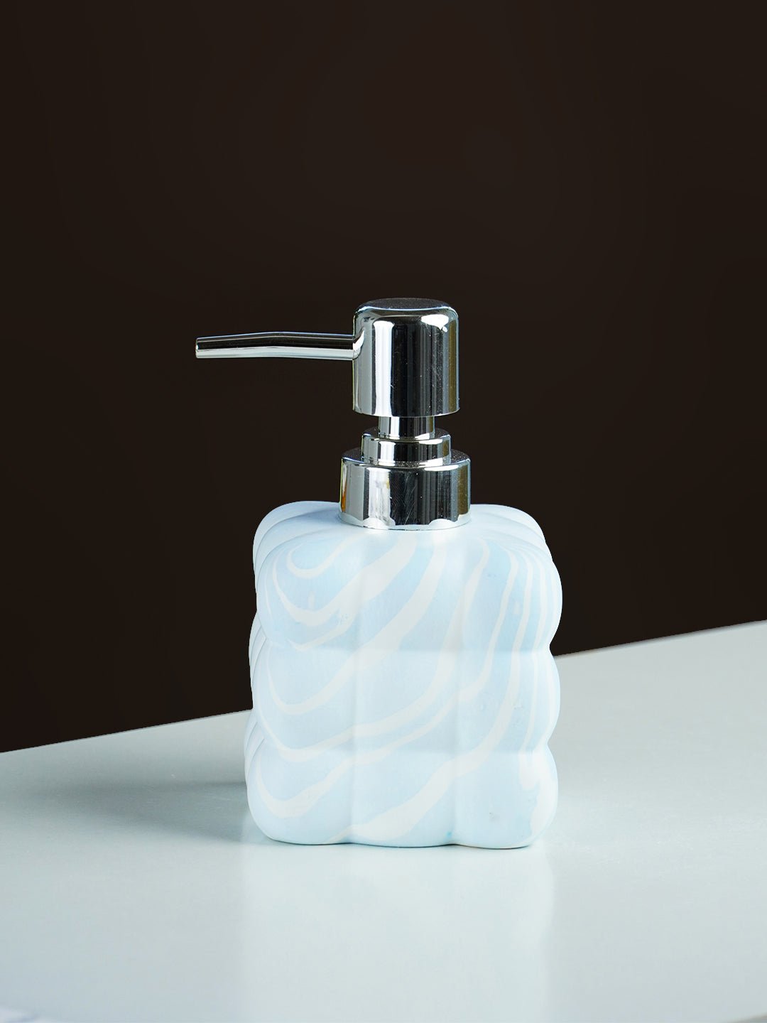 Blue and White Swirl Ceramic Soap Dispenser - The Golden Theory Main image