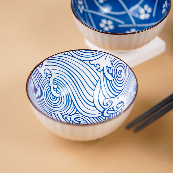 Blue Artwork Ceramic Bowls Set of 4 - The Golden Theory
