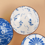 Blue Artwork Ceramic Bowls Set of 6 with Chopsticks - The Golden Theory