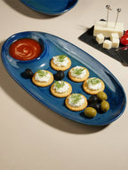 Blue Ceramic Chip and Dip Platter - The Golden Theory