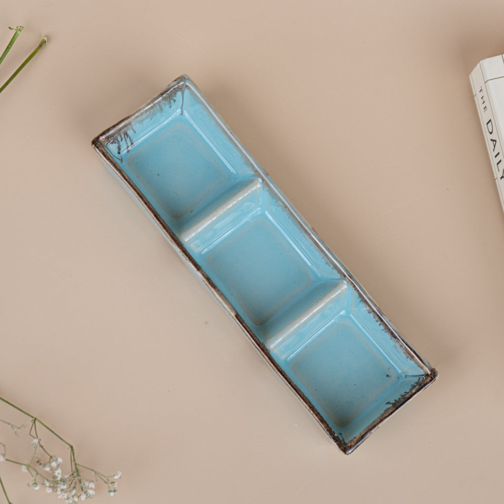 Blue Ceramic Chutney Platter - The Golden Theory