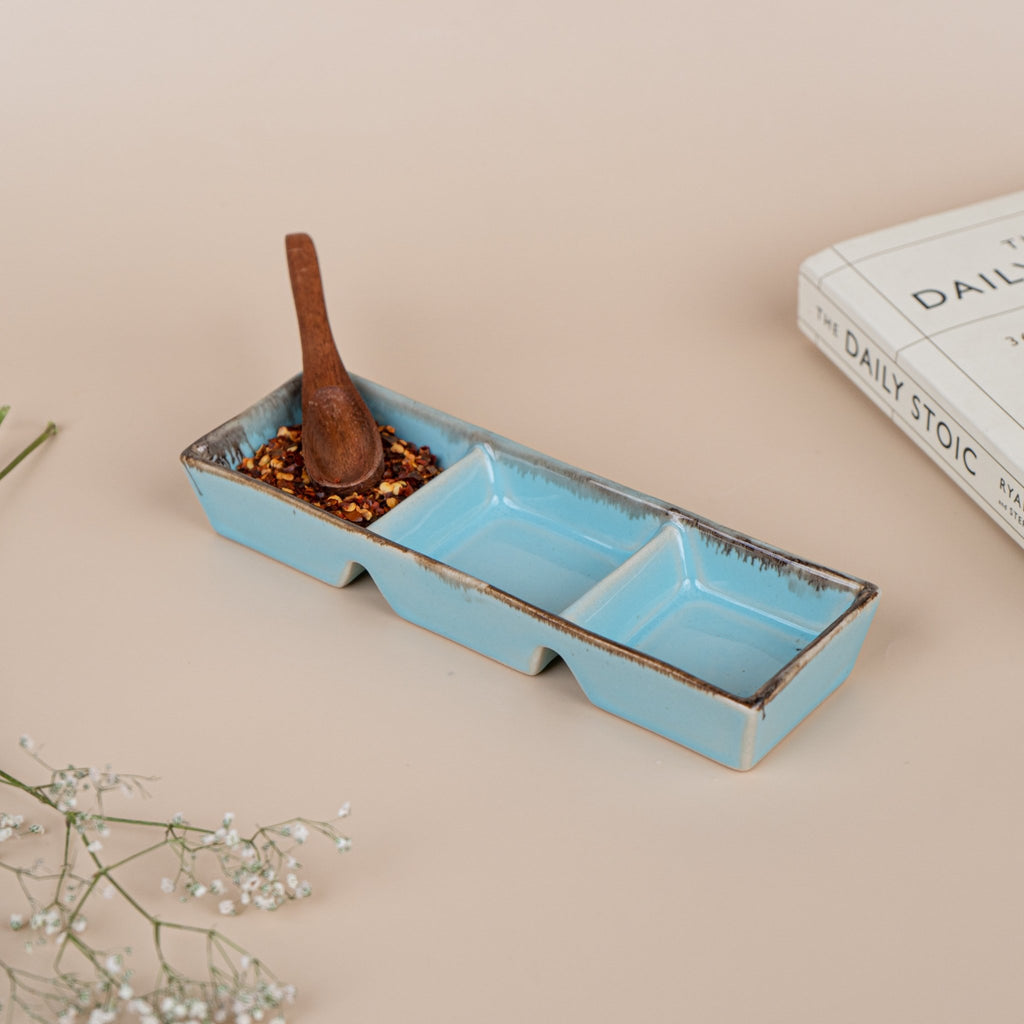 Blue Ceramic Chutney Platter - The Golden Theory