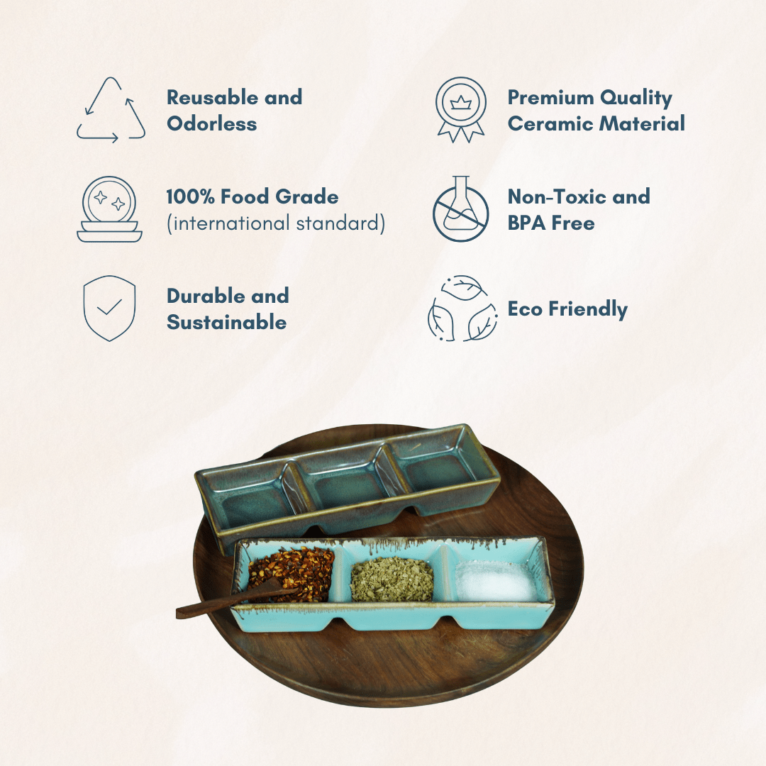 Blue Ceramic Chutney Platter - The Golden Theory