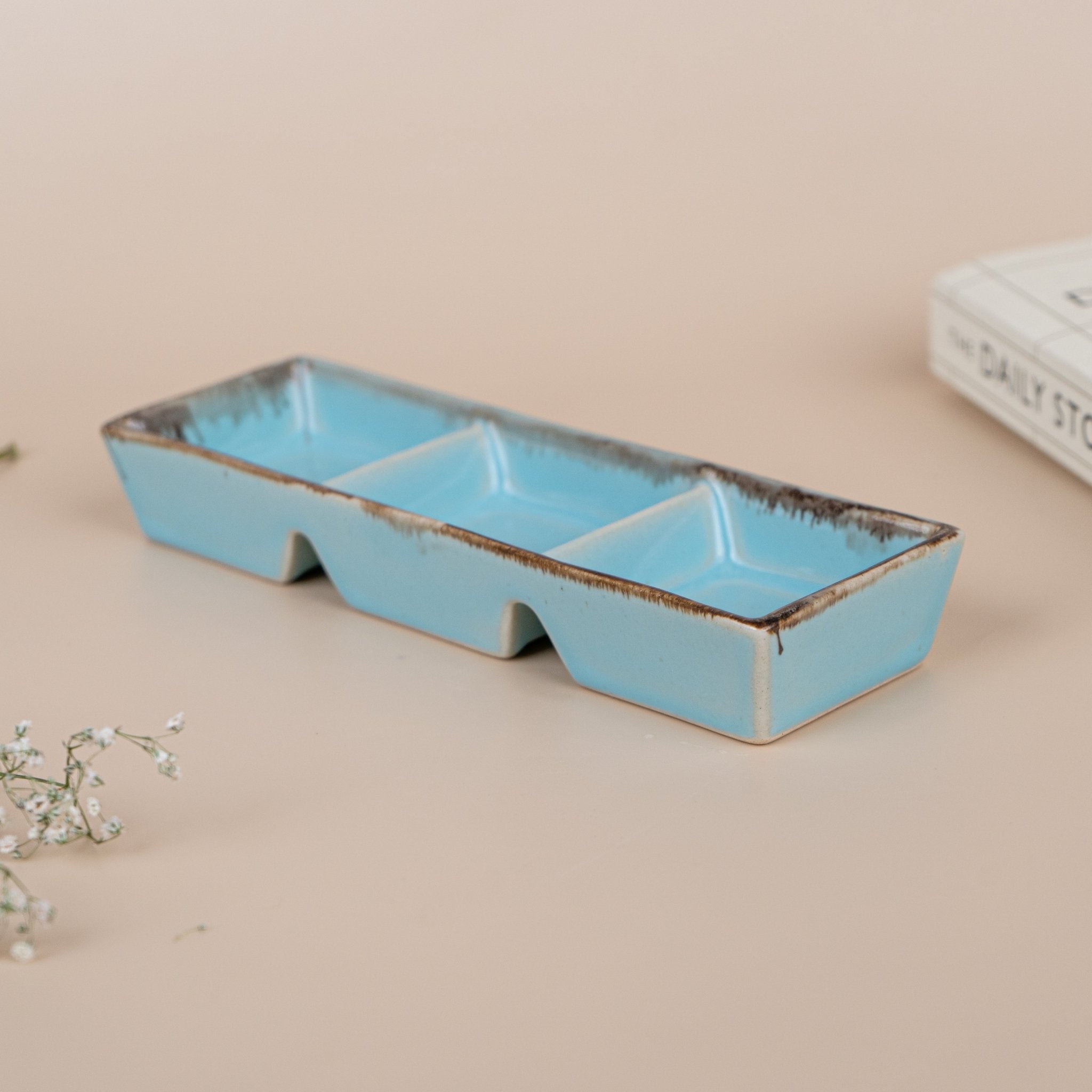 Blue Ceramic Chutney Platter - The Golden Theory