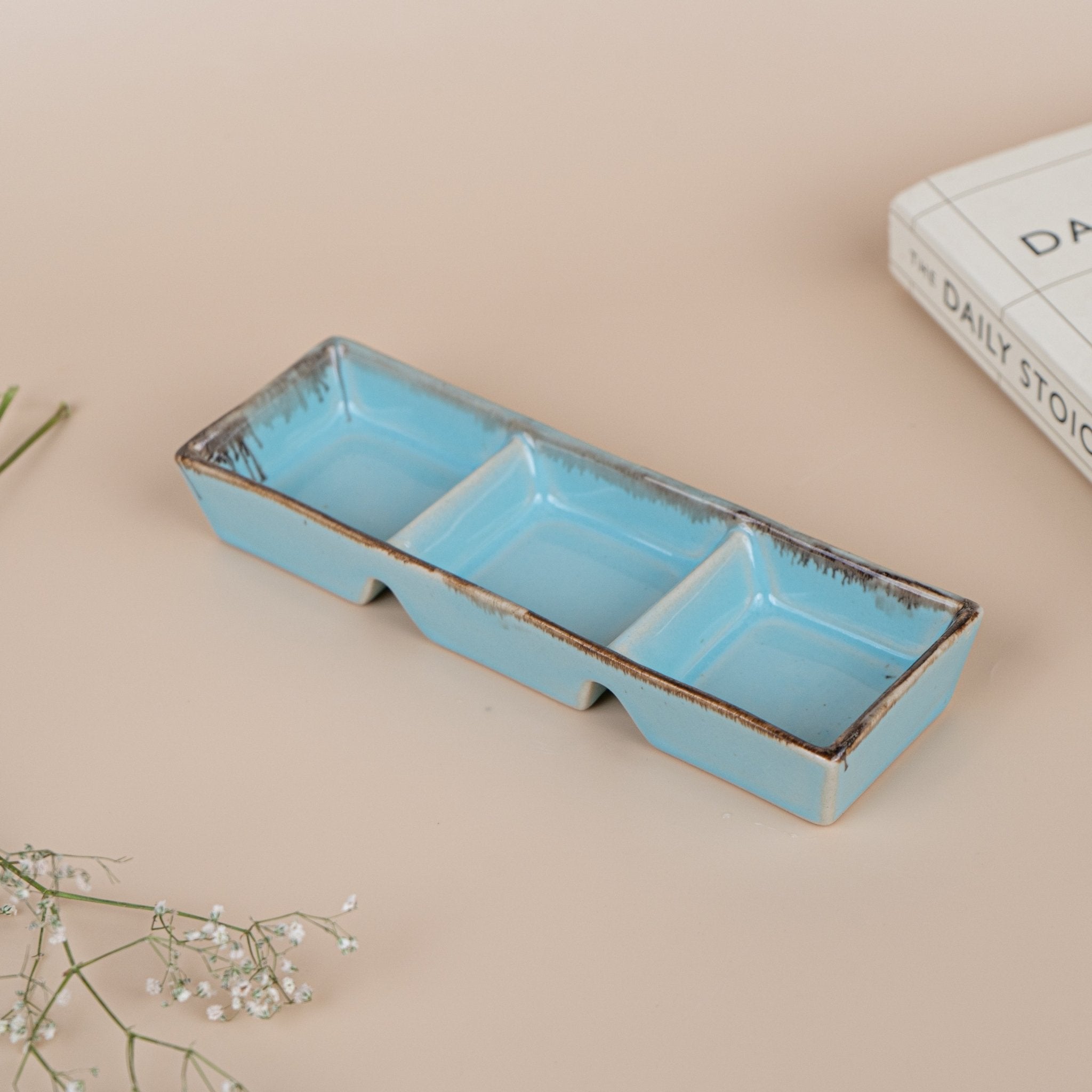 Blue Ceramic Chutney Platter - The Golden Theory