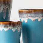 Blue Ceramic Flower Pots | Set of 3 - The Golden Theory