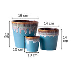 Blue Ceramic Flower Pots | Set of 3 - The Golden Theory