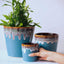 Blue Ceramic Flower Pots | Set of 3 - The Golden Theory
