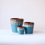 Blue Ceramic Flower Pots | Set of 3 - The Golden Theory