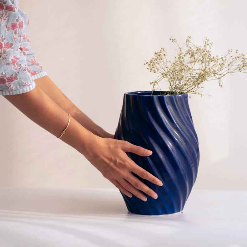 Blue Ceramic Flower Vase