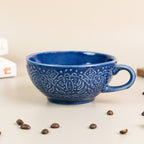 Blue Ceramic Latte Mug with Design - The Golden Theory