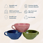 Blue Ceramic Latte Mug with Design - The Golden Theory