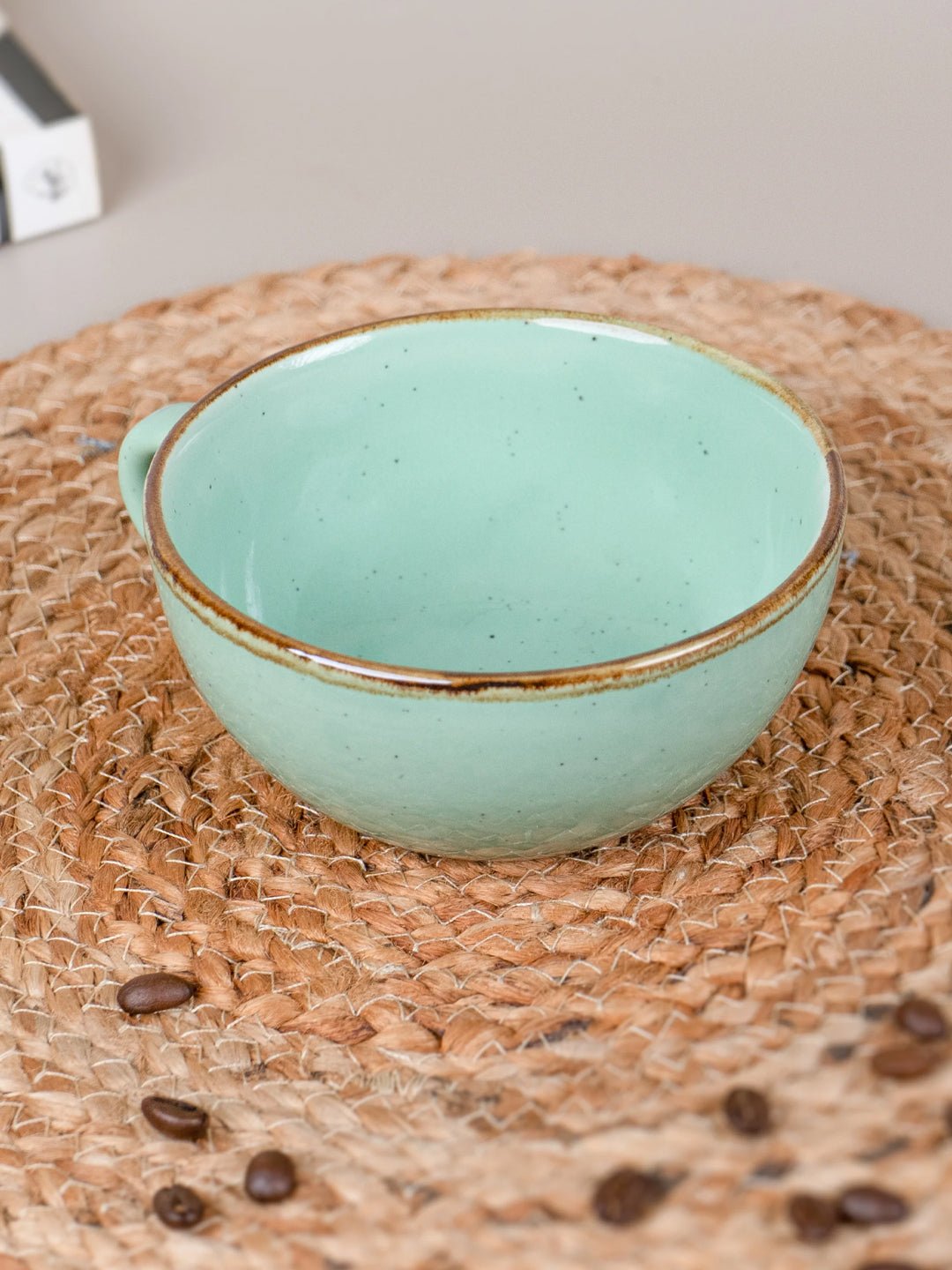 Blue Ceramic Latte Mug with Golden Border Secondary image