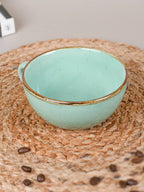 Blue Ceramic Latte Mug with Golden Border - The Golden Theory