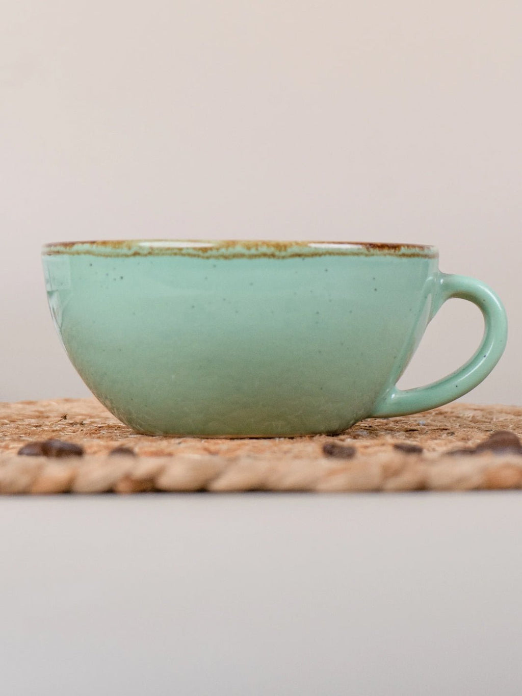 Blue Ceramic Latte Mug with Golden Border - The Golden Theory