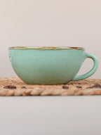 Blue Ceramic Latte Mug with Golden Border - The Golden Theory