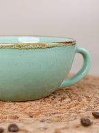 Blue Ceramic Latte Mug with Golden Border - The Golden Theory