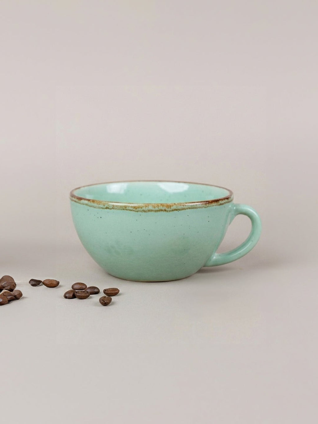 Blue Ceramic Latte Mug with Golden Border - The Golden Theory