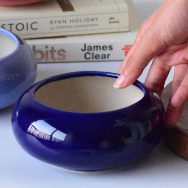 Blue Ceramic Microgreen Planter - The Golden Theory