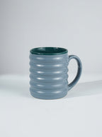 Blue Ceramic Mug with Ribbed Texture - The Golden Theory