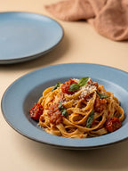 Blue Ceramic Pasta Bowl with Plate - The Golden Theory