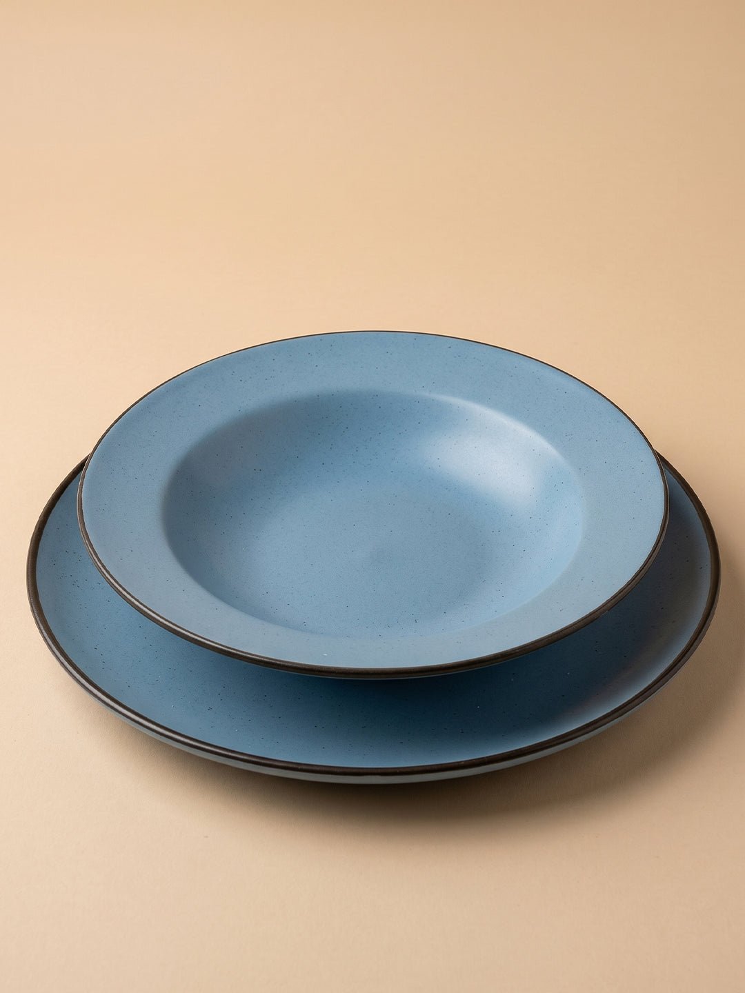 Blue Ceramic Pasta Bowl with Plate - The Golden Theory Main image