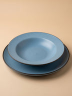 Blue Ceramic Pasta Bowl with Plate - The Golden Theory