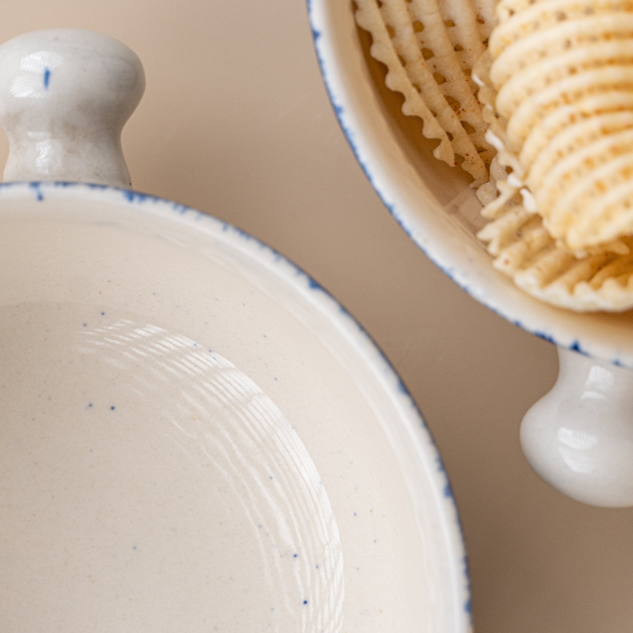 Blue Ceramic Serving Bowl with Handle | Set of 2 - The Golden Theory