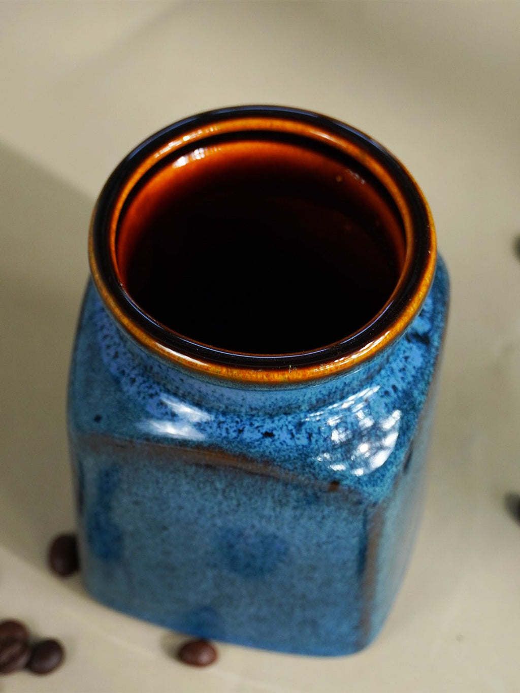 Blue Ceramic Storage Jar Set with Wooden Lid - Set of 2 - The Golden Theory