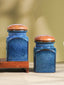 Blue Ceramic Storage Jar Set with Wooden Lid - Set of 2 - The Golden Theory