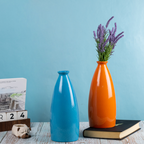 Blue Color Bottle-Shaped Long Flower Vase