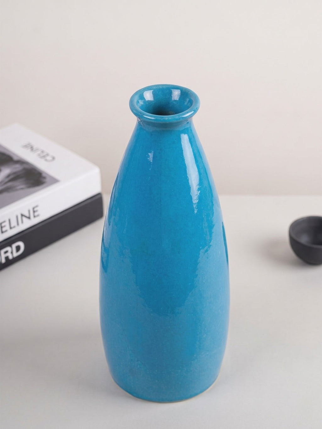 Blue Color Bottle-Shaped Long Flower Vase - The Golden Theory