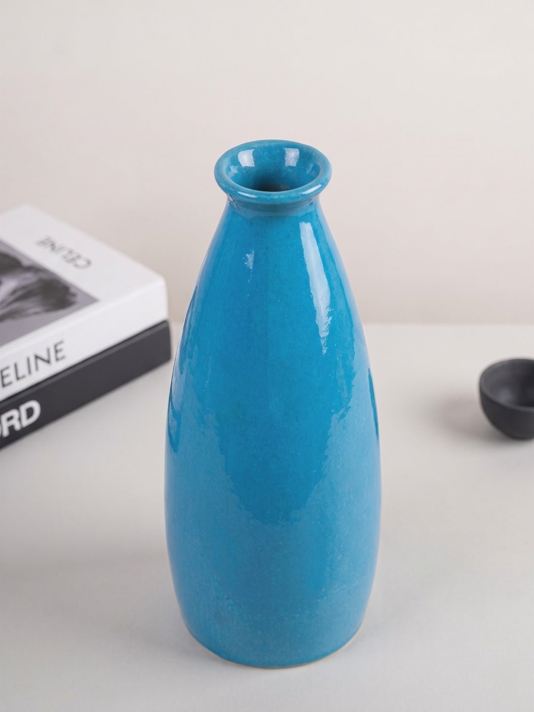 Blue Color Bottle-Shaped Long Flower Vase - The Golden Theory