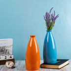 Blue Color Bottle-Shaped Long Flower Vase