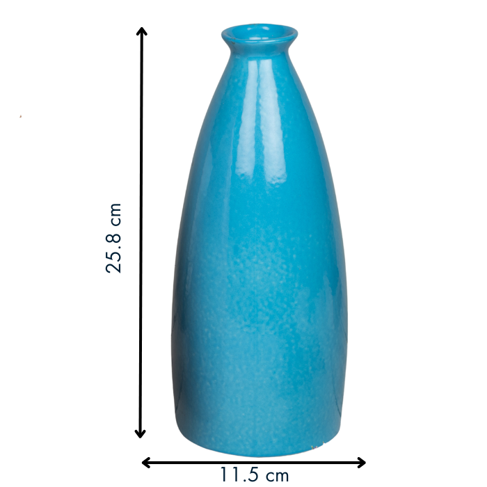 Blue Color Bottle-Shaped Long Flower Vase