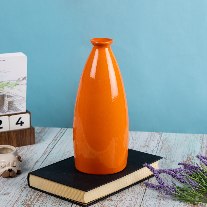 Blue Color Bottle-Shaped Long Flower Vase