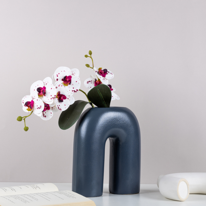 Blue Color Ceramic Vase with Two Legs Main image