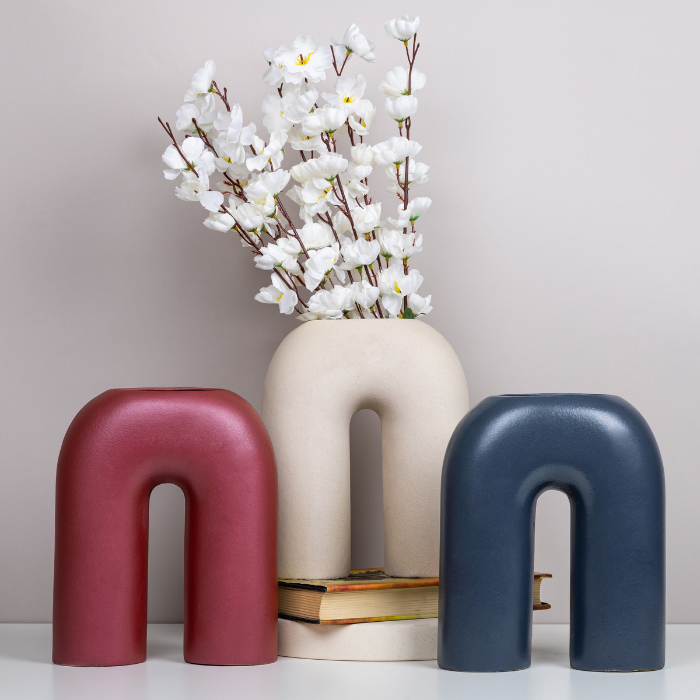 Blue Color Ceramic Vase with Two Legs Secondary image