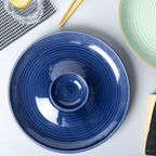 Blue Color Chip and Dip Platter with Spiral Design - The Golden Theory