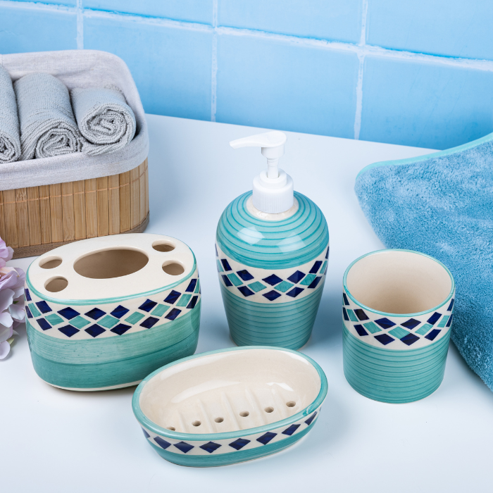 Blue Color Handcrafted Bathroom Accessories Set Secondary image