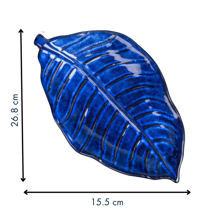 Blue Color Leaf-Shaped Platter
