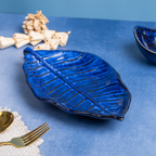 Blue Color Leaf-Shaped Platter