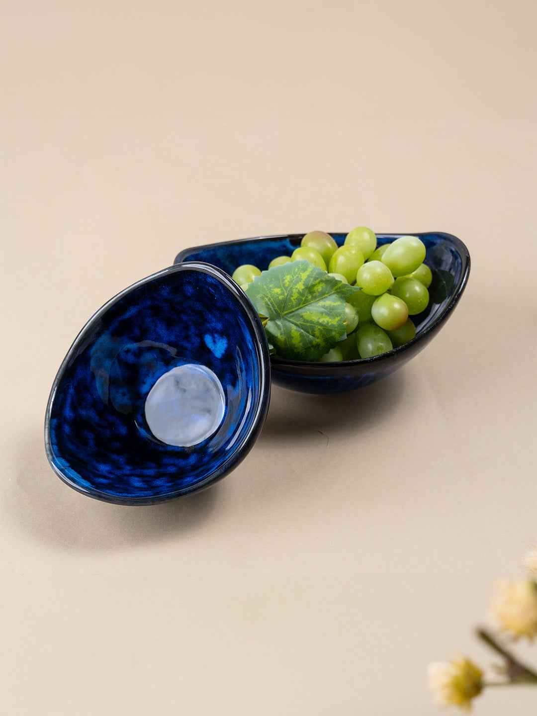 Blue Color Oval-Shaped Kishti Bowl Set | Set of 2